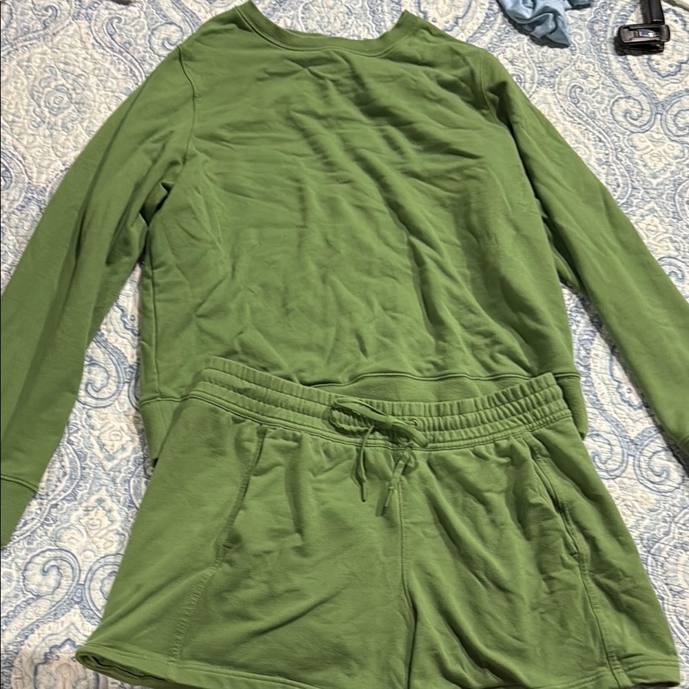 Athleta Olive Green V-Neck Top